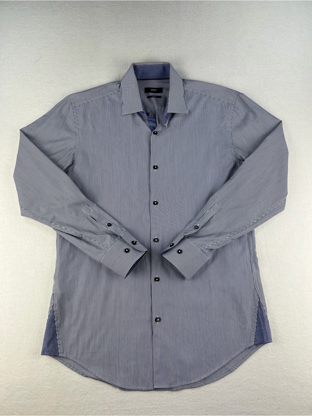 Hugo Boss Men's Light Blue Pinstripe Dress Shirt